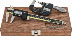 Mitutoyo - 4 Piece, Machinist Caliper and Micrometer Tool Kit - 0 to 6 Inch Caliper, 0 to 1 Inch Micrometer, 0.0001 Inch Graduation - Americas Industrial Supply