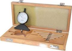Value Collection - 0 to 10 Inch Range, Steel, White Dial Depth Gage - 0.001 Inch Graduation, 0.001 Inch Accuracy, 1/2 Inch Travel, 3-1/8 Inch Base Measuring Length - Americas Industrial Supply