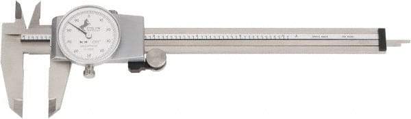 TESA Brown & Sharpe - 0" to 6" Range, 0.001" Graduation, 0.1" per Revolution, Dial Caliper - White Face, 40mm Jaw Length - Americas Industrial Supply
