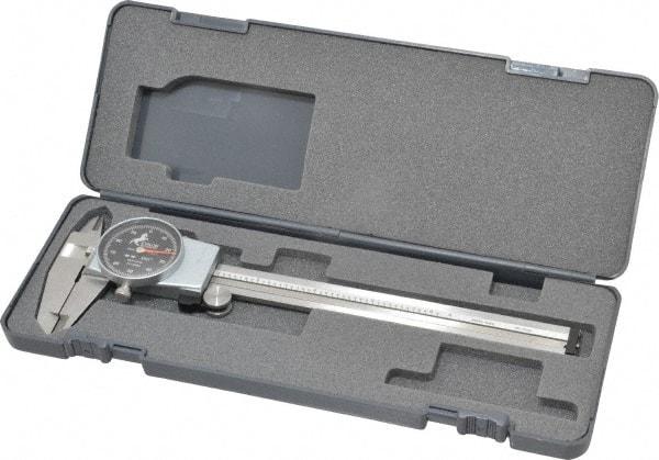 TESA Brown & Sharpe - 0" to 6" Range, 0.001" Graduation, 0.1" per Revolution, Dial Caliper - Black Face, 40mm Jaw Length - Americas Industrial Supply