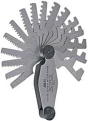 SPI - 16 Leaf, 1 to 12 TPI Range, Stainless Steel Screw Pitch Gage - 29° Thread Angle - Americas Industrial Supply