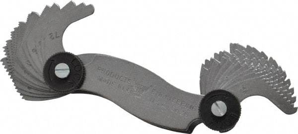 PEC Tools - 28 Leaf, 4 to 80 TPI Range, Steel Screw Pitch Gage - 60° Thread Angle - Americas Industrial Supply
