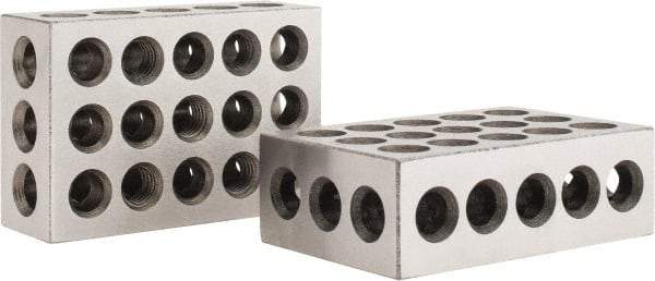 Value Collection - 0.0003 Squareness Per Inch, Hardened Steel, 1-2-3 Block with 23 Hole Setup Block - 0.0001 to 0.0007 Inch Overall Tolerance, 3/8 - 16 Inch Tapped Hole Size, 56-60 HRC Hardness, Sold As Matched Pair - Americas Industrial Supply