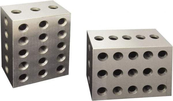 Value Collection - 0.0003 Squareness Per Inch, Hardened Steel, 2-3-4 Block with 23 Hole Setup Block - 0.0001 to 0.0007 Inch Overall Tolerance, 3/8 - 16 Inch Tapped Hole Size, 56-60 HRC Hardness, Sold As Matched Pair - Americas Industrial Supply