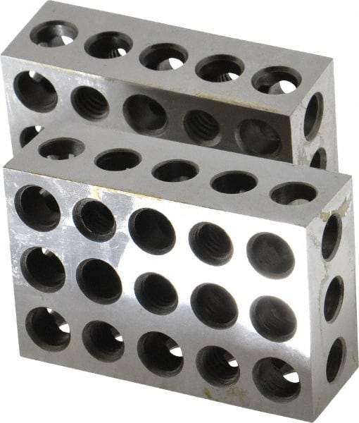 Suburban Tool - 0.0001 Squareness Per Inch, Hardened Steel, 1-2-3 Block with 23 Hole Setup Block - 3/8 - 16 Inch Tapped Hole Size, Sold As Matched Pair - Americas Industrial Supply