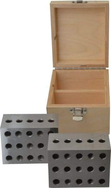 Suburban Tool - 0.0001 Squareness Per Inch, Hardened Steel, 2-3-4 Block with 23 Hole Setup Block - 3/8 - 16 Inch Tapped Hole Size, Sold As Matched Pair - Americas Industrial Supply