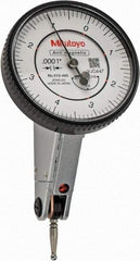 Mitutoyo - 0.016 Inch Range, 0.0001 Inch Dial Graduation, Horizontal Dial Test Indicator - 1.5748 Inch White Dial, 0-4-0 Dial Reading, Accurate to 0.0002 Inch - Americas Industrial Supply