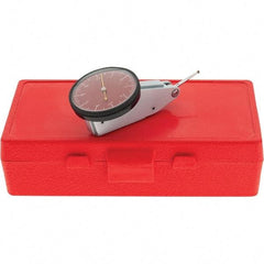 Starrett - 0.01 Inch Range, 0.0001 Inch Dial Graduation, Horizontal Dial Test Indicator - 1-3/8 Inch Red Dial, 0-5-0 Dial Reading, Includes NIST Traceability Certification - Americas Industrial Supply