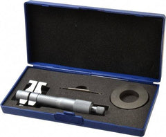 Fowler - 1 to 2 Inch Range, Satin Chrome Coated, Mechanical Inside Caliper Micrometer - 0.001 Inch Graduation, 0.0002 Inch Accuracy - Americas Industrial Supply