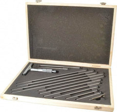 Fowler - 0 to 12" Range, 12 Rod, Satin Chrome Finish Mechanical Depth Micrometer - Ratchet Stop Thimble, 4" Base Length, 0.01mm Graduation, 0.176" Rod Diam - Americas Industrial Supply