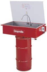 Graymills - Drum Mount Solvent-Based Parts Washer - 20 Gal Max Operating Capacity, Steel Tank, 67-1/8" High x 36" Long x 20" Wide, 115 Input Volts - Americas Industrial Supply