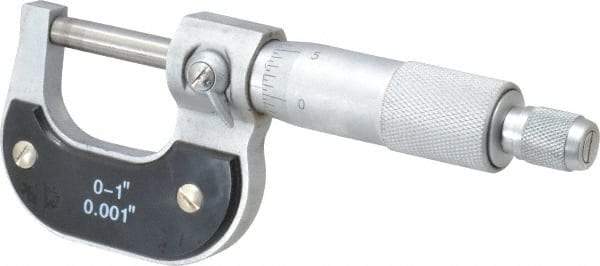 Value Collection - 0 to 1" Range, 0.001" Graduation, Mechanical Outside Micrometer - Ratchet Stop Thimble - Americas Industrial Supply