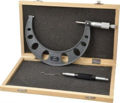 Value Collection - 5 to 6" Range, 0.0001" Graduation, Mechanical Outside Micrometer - Ratchet Stop Thimble - Americas Industrial Supply