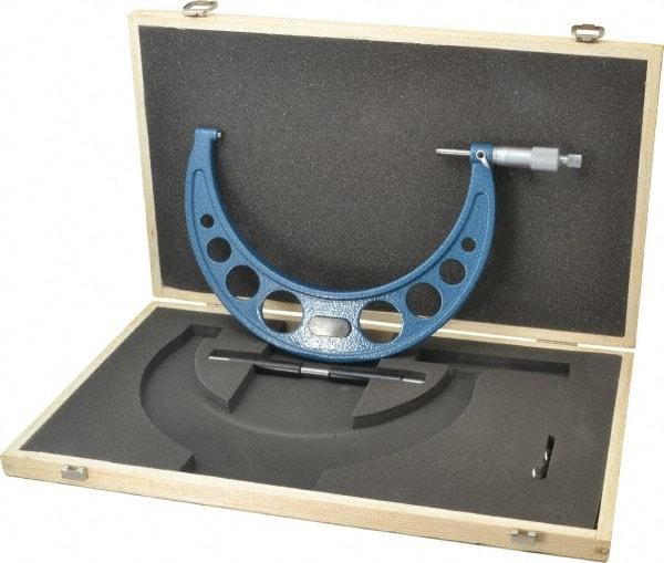 Value Collection - 7 to 8" Range, 0.0001" Graduation, Mechanical Outside Micrometer - Ratchet Stop Thimble - Americas Industrial Supply