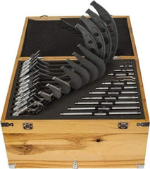 Value Collection - 0 to 12" Range, 12 Piece Mechanical Outside Micrometer Set - 0.0001" Graduation, 0.000160, 0.000200, 0.000240, 0.000280, 0.000320, 0.000360 Accuracy, Ratchet Stop Thimble, Carbide Tipped, Forged Steel/Tubular Steel (Frame) Face - Americas Industrial Supply