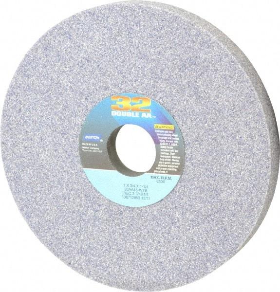 Norton - 7" Diam x 1-1/4" Hole x 3/4" Thick, I Hardness, 46 Grit Surface Grinding Wheel - Aluminum Oxide, Type 1, Coarse Grade, 3,600 Max RPM, Vitrified Bond, One Side Recess - Americas Industrial Supply