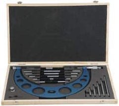 Fowler - Mechanical, 0 to 6 Inch Range, Carbide Face Interchangeable Anvil Micrometer - Ratchet Stop Thimble, 0.001 Inch Graduation, Includes Case and Standards - Americas Industrial Supply