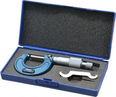 Fowler - Mechanical, 0 to 1 Inch Measurement, Baked Enamel Frame, Satin Chrome Graduations, Ball Anvil Micrometer - Accuracy up to 0.0001 Inch, 0.0001 Inch Graduation, Ratchet Stop Thimble - Americas Industrial Supply