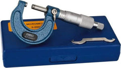 Fowler - Mechanical, 0 to 1 Inch Measurement, Baked Enamel Frame, Satin Chrome Graduations, Ball Anvil Micrometer - Accuracy up to 0.0001 Inch, 0.0001 Inch Graduation, Ratchet Stop Thimble - Americas Industrial Supply