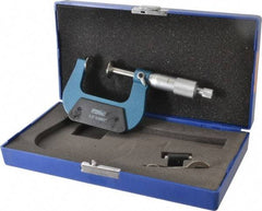 Fowler - 1 to 2 Inch, 0.001 Inch Graduation, Ratchet Stop Thimble, Mechanical Disc Micrometer - 0.00016 Inch Accuracy, 0.787 Inch Disc, 0.256 Inch Spindle - Americas Industrial Supply