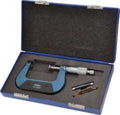Fowler - 2 to 3 Inch, 0.001 Inch Graduation, Ratchet Stop Thimble, Mechanical Disc Micrometer - 0.00024 Inch Accuracy, 0.787 Inch Disc, 0.256 Inch Spindle - Americas Industrial Supply
