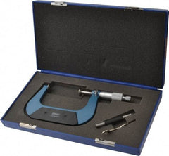 Fowler - 3 to 4 Inch, 0.001 Inch Graduation, Ratchet Stop Thimble, Mechanical Disc Micrometer - 0.00024 Inch Accuracy, 0.945 Inch Disc, 0.256 Inch Spindle - Americas Industrial Supply