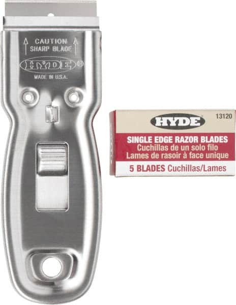 Hyde Tools - Stiff Carbon Steel 1-Edge Scraper Set - 1-1/2" Blade Width - Americas Industrial Supply