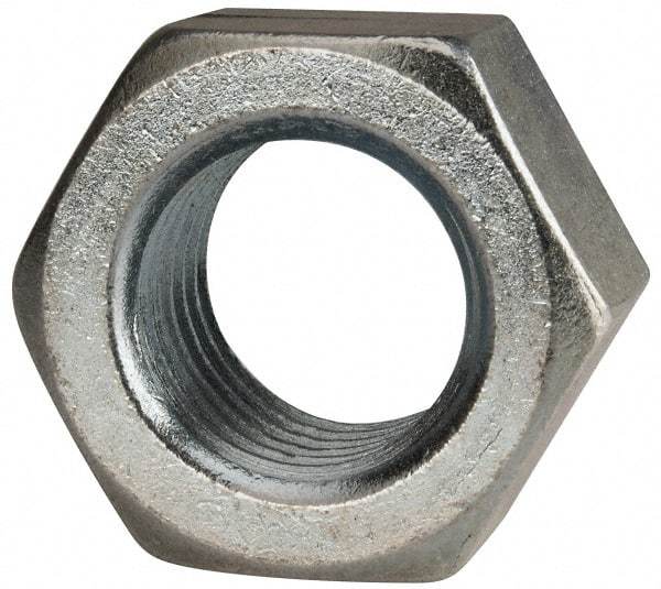 Value Collection - 1-3/4 - 5 UNC Steel Right Hand Hex Nut - 2-5/8" Across Flats, 1-1/2" High, Zinc Clear Finish - Americas Industrial Supply