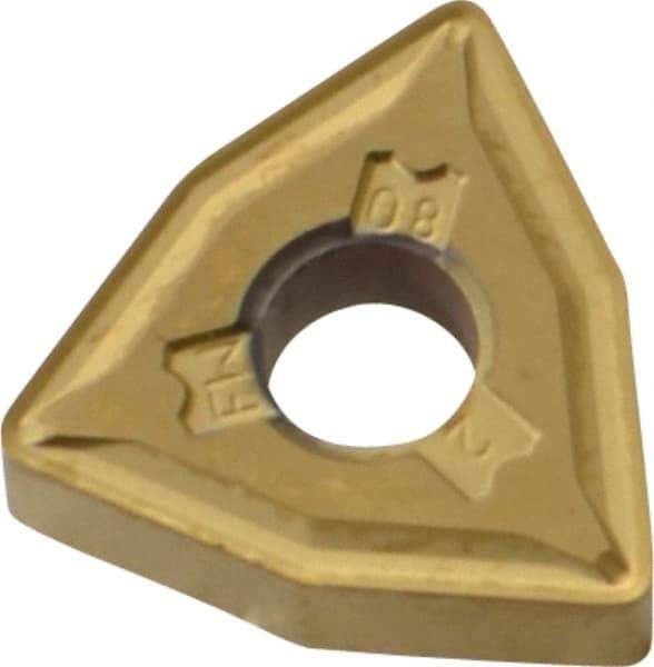 Kennametal - WNMG432 FW Grade KT315 Cermet Turning Insert - TiN/TiCN/TiN Finish, 80° Trigon, 1/2" Inscr Circle, 3/16" Thick, 1/32" Corner Radius - Americas Industrial Supply