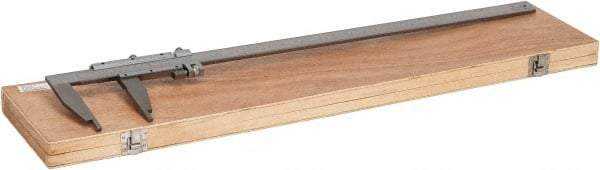 Value Collection - 0 to 24" Stainless Steel Vernier Caliper - 0.02mm Graduation, 4" Jaw Depth, 0.002" Accuracy, Includes Inside Diameter, Outside Diameter - Americas Industrial Supply