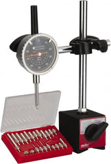 TESA Brown & Sharpe - 0.001" Graduation, 0-100 Dial Reading, Indicator & Base Kit - 2-1/4" Dial Diam - Americas Industrial Supply