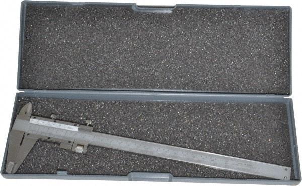 Value Collection - 0 to 8" Stainless Steel Vernier Caliper - 0.02mm Graduation, 1.9685" Jaw Depth, 0.0012" Accuracy, Includes Depth, Inside Diameter, Outside Diameter, Step - Americas Industrial Supply