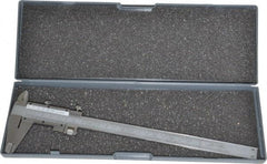 Value Collection - 0 to 8" Stainless Steel Vernier Caliper - 0.02mm Graduation, 1.9685" Jaw Depth, 0.0012" Accuracy, Includes Depth, Inside Diameter, Outside Diameter, Step - Americas Industrial Supply