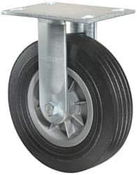 Hamilton - 8" Diam x 2-1/2" Wide x 9-1/2" OAH Top Plate Mount Swivel Caster - Rubber, 400 Lb Capacity, Ball Bearing, 4-1/2 x 6-1/4" Plate - Americas Industrial Supply