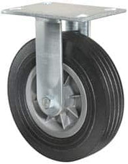Hamilton - 8" Diam x 2-1/2" Wide x 9-1/2" OAH Top Plate Mount Swivel Caster - Rubber, 400 Lb Capacity, Ball Bearing, 4-1/2 x 6-1/4" Plate - Americas Industrial Supply