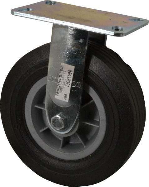 Hamilton - 8" Diam x 2-1/2" Wide x 9-1/2" OAH Top Plate Mount Rigid Caster - Rubber, 400 Lb Capacity, Ball Bearing, 4-1/2 x 6-1/4" Plate - Americas Industrial Supply