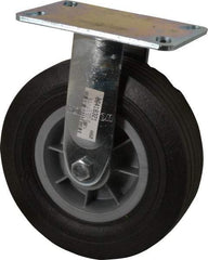 Hamilton - 8" Diam x 2-1/2" Wide x 9-1/2" OAH Top Plate Mount Rigid Caster - Rubber, 400 Lb Capacity, Ball Bearing, 4-1/2 x 6-1/4" Plate - Americas Industrial Supply