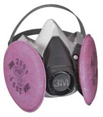 3M - Size S, P100 NIOSH Filter Rating, Thermoplastic Elastomer, Half Mask Facepiece Respirator Assembly - Protection from Oil and Non-Oil Based Particles, 4 Point Suspension - Americas Industrial Supply
