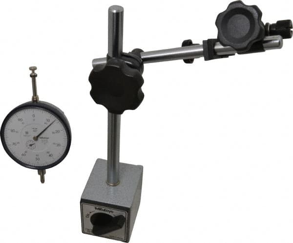Mitutoyo - 0.001" Graduation, 0-100 Dial Reading, Indicator & Base Kit - 2.97" Dial Diam - Americas Industrial Supply