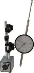 Mitutoyo - 0.001" Graduation, 0-100 Dial Reading, Indicator & Base Kit - 3.56" Dial Diam - Americas Industrial Supply