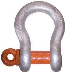 CM - 1-1/8" Nominal Chain Size, 15 Ton Alloy Steel Screw Anchor Shackle - 1-3/8" Diam, 1-1/4" Pin Diam, 1-25/32" Wide Inside Jaw, 2-5/8" Inside Width - Americas Industrial Supply