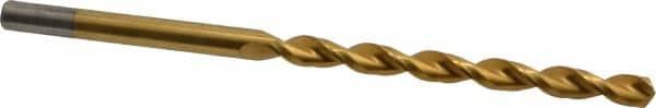Cleveland - 5/16", 135° Point, Parabolic Flute, Cobalt Taper Length Drill Bit - TiN Finish, 4" Flute Length, 6-3/8" OAL, Series 2575T - Americas Industrial Supply