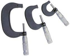 TESA Brown & Sharpe - 0 to 3" Range, 3 Piece Mechanical Outside Micrometer Set - 0.0001" Graduation, 4 & 5µm Accuracy, Friction Thimble, Carbide Tipped Face - Americas Industrial Supply