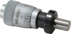 Mitutoyo - 1/4 Inch, 0.59 Inch Thimble, 6.35mm Diameter x 0.3543 Inch Long Spindle, Mechanical Micrometer Head - Americas Industrial Supply