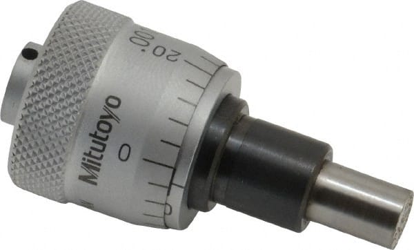 Mitutoyo - 1/4 Inch, 0.79 Inch Thimble, 6.35mm Diameter x 0.3543 Inch Long Spindle, Mechanical Micrometer Head - Americas Industrial Supply