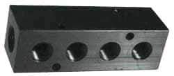 Made in USA - 3/8" Inlet, 1/4" Outlet Manifold - 6-3/4" Long x 1-1/4" Wide x 1-1/4" High, 0.2" Mount Hole, 2 Inlet Ports, 7 Outlet Ports - Americas Industrial Supply