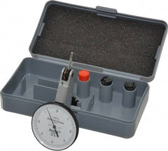 TESA Brown & Sharpe - 0.008 Inch Range, 0.0001 Inch Dial Graduation, Horizontal Dial Test Indicator - 1-1/2 Inch White Dial, 0-4-0 Dial Reading, Accurate to 0.0001 Inch - Americas Industrial Supply