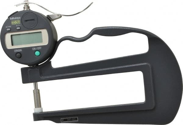 Mitutoyo - 0mm to 12mm Measurement, 0.01mm Resolution Electronic Thickness Gage - Accurate up to 0.001", 1.5 N Measuring Force - Americas Industrial Supply