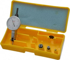 Peacock - 0.03 Inch Range, 0.0005 Inch Dial Graduation, Horizontal Dial Test Indicator - 1-3/8 Inch White Dial, 0-15-0 Dial Reading, Accurate to 0.0005 Inch - Americas Industrial Supply