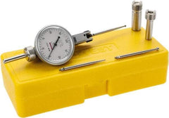 Peacock - 0.04 Inch Range, 0.0005 Inch Dial Graduation, Horizontal Dial Test Indicator - 1-3/8 Inch White Dial, 0-20-0 Dial Reading, Accurate to 0.001 Inch - Americas Industrial Supply